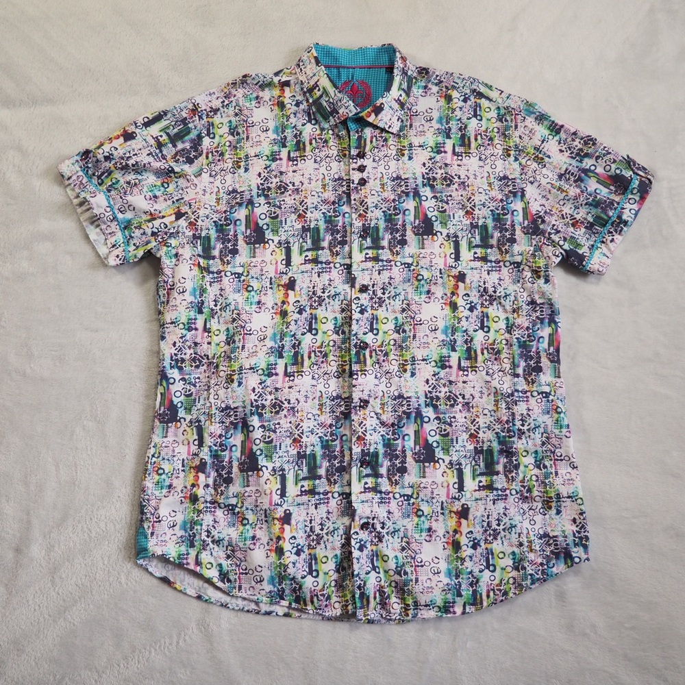 Au Noir Sz 5 Men's Multicolor Printed Dress Shirt - Casual to Smart 100% Cotton